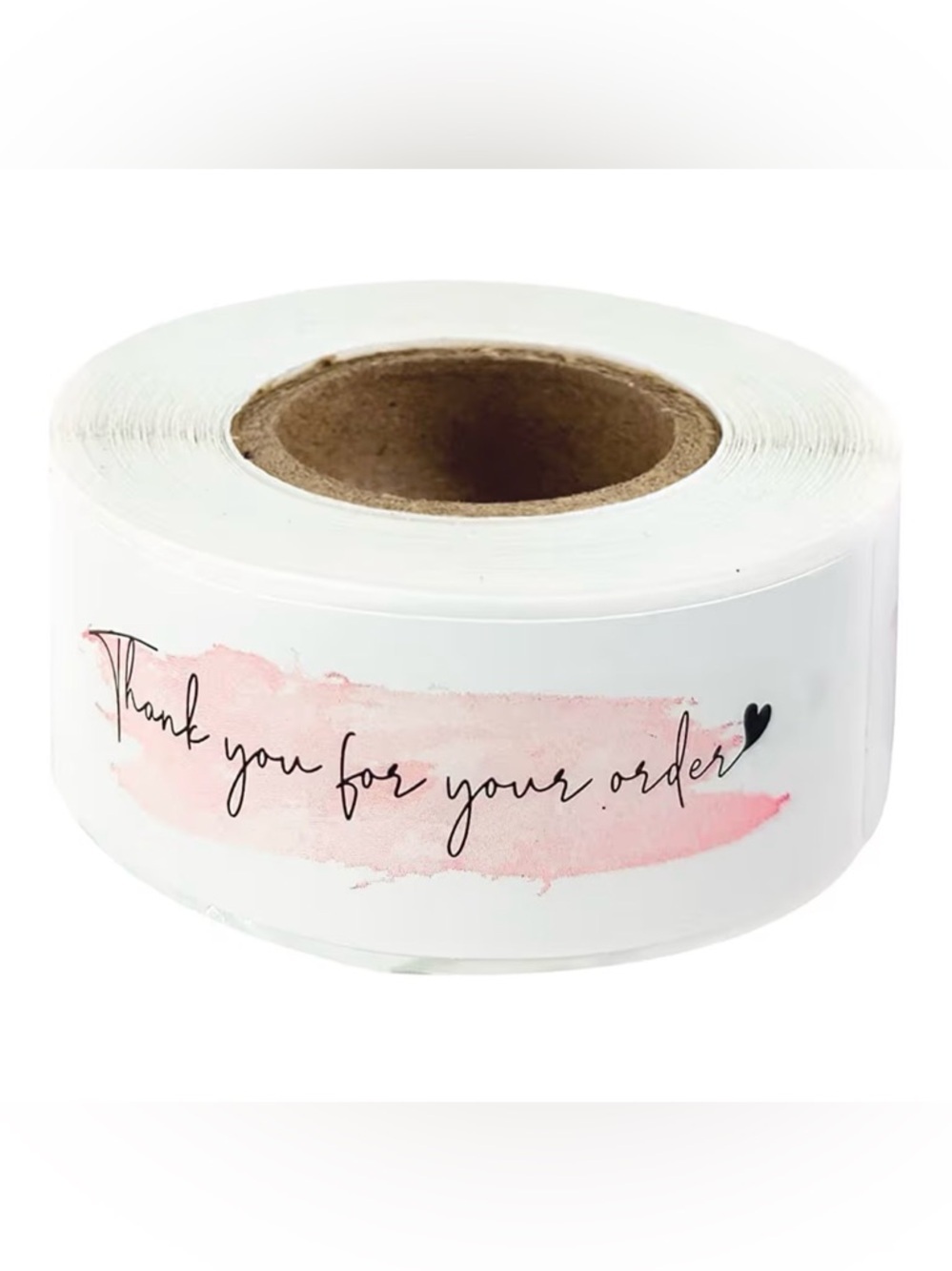 Thank You For Your Order Sticker Roll - Pink Watercolor 1” x 3” - 500 stickers